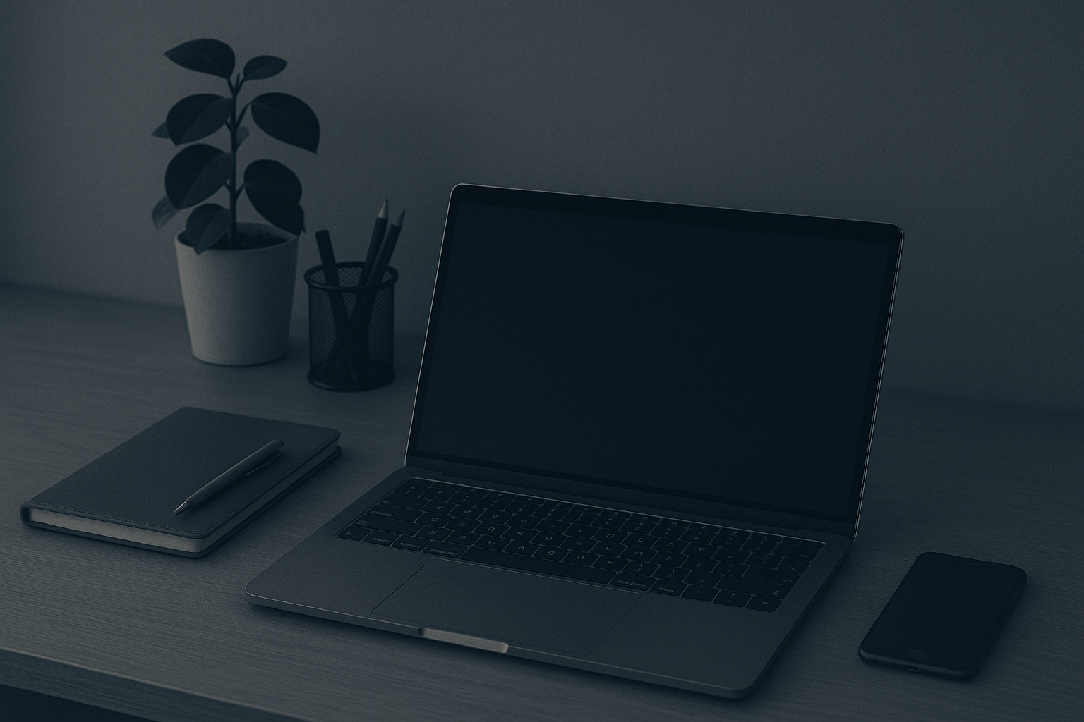 Image of a computer and phone